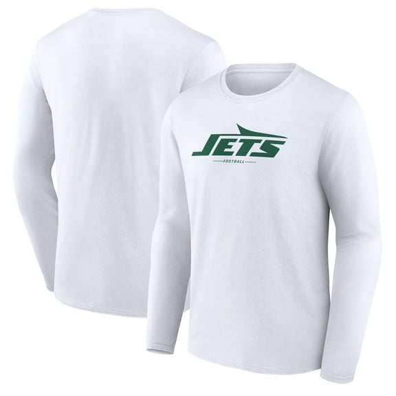 Men's White New York Jets Logo Team Lockup Long Sleeve T-Shirt