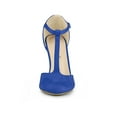 thumbnail image 6 of BLISSFUL STEP Women's Shoes Round Toe Stiletto Heel T-Strap Sandals Deep Blue 5.5, 6 of 7
