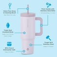 thumbnail image 5 of GROSCHE ASPEN 40 oz tumbler with handle and straw. Extreme insulation, classy design, built to last insulated stainless steel tumbler with handle, lid and straw, Lavender, 5 of 13