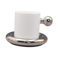 thumbnail image 3 of Juego de platillo de taza , taza de té de 300 ml, tazas de cerámica divertida y novedosa, taza de café para café en casa de café espresso Café plateado, 3 of 8