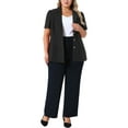 thumbnail image 2 of Agnes Orinda Women's Plus Size Blazers Single Breasted Notched Lapel Short Sleeve Office Jackets 4X Black, 2 of 6