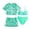 E100-Green, variant on hengsof Girls' Four Piece Swimsuit Set Tie Dye High Waist Bikini Short Sleeve Round Neck Top Vest Swim Skirt Shorts Swimsuit Set Summer Beach Swimwear for Ages 8-14