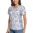 thumbnail image 5 of Yiaed Floral Butterfly Print Women's T Shirt V-Neck Short Sleeve Shirt Casual Breathable Tee Summer Tops-Large, 5 of 5