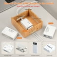 thumbnail image 4 of Pezin & Hulin Bamboo Charging Station Organizer for Multiple Devices (Included 5-Port USB Charger, 5 Cables, 2 Earbuds & Watch Stand), Desktop Stations for Cell Phone, Tablet, 4 of 8