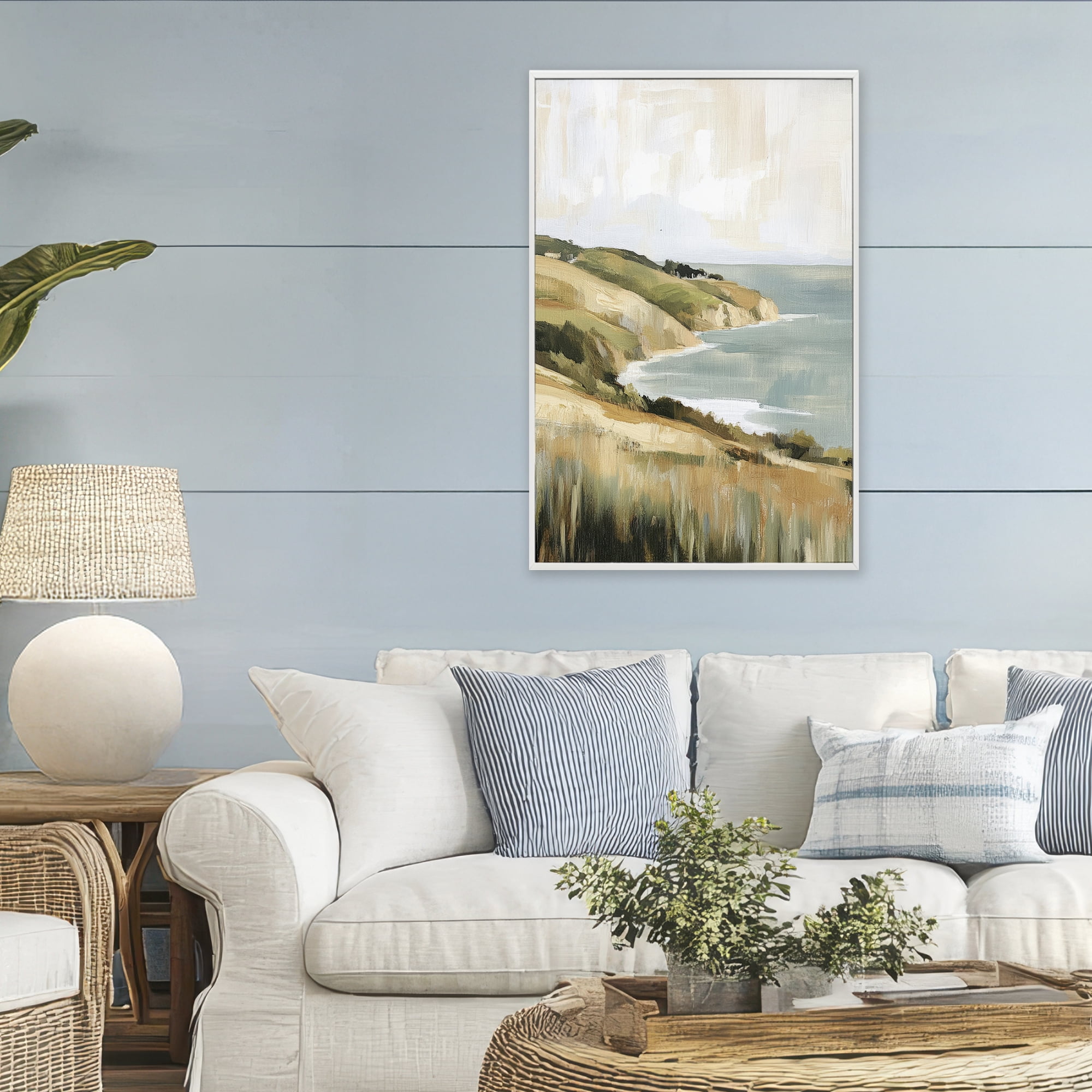 Stupell Industries Serene Cliff in Morning Light White Framed Giclee Art, design by Petal Prints Design