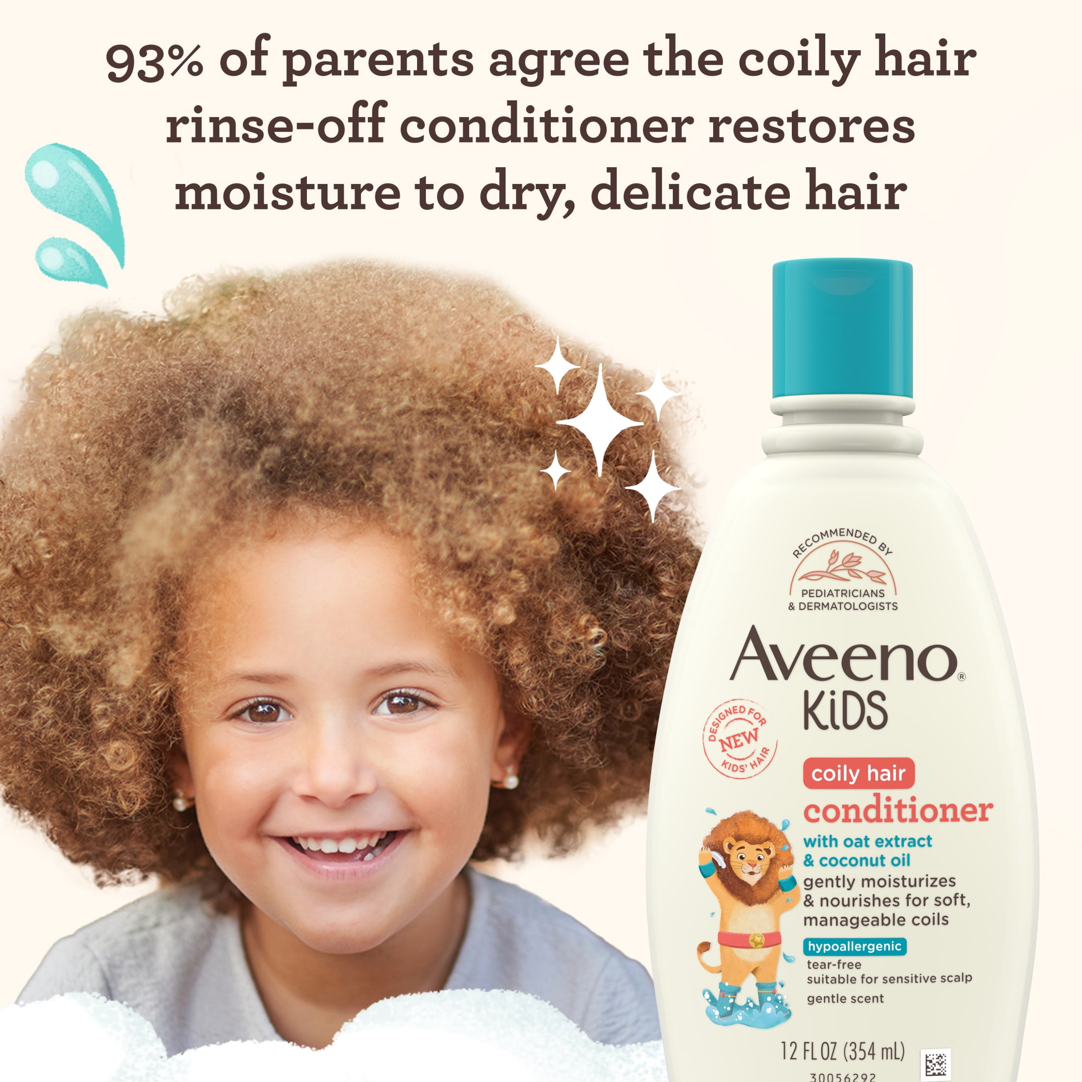 Aveeno Kids Coily Hair Conditioner, Hypoallergenic, 12 fl. oz