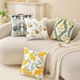 thumbnail image 3 of TAOSON Pack of 2,Blue Flowers Green Vines Patterned Embroidered Throw Pillow Cover,Cotton Cushion Covers, Spring Farmhouse Decor, Valentine's Day Gift Square Farmhouse Floral Pillow Case 18" x18", 3 of 15