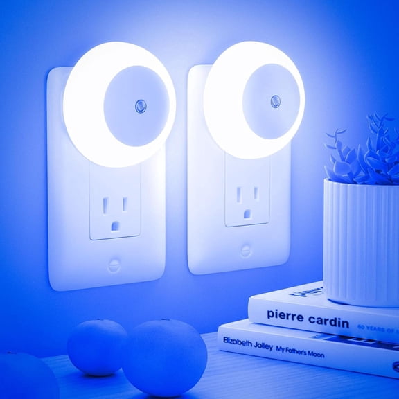 Night Light, Night Lights Plug into Wall, Dusk to Dawn Sensor, Blue Led Night Light 0.5W, 2 Pack Nightlight for Adults, Bedroom, Bathroom, Hallway,