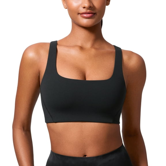 CRZ YOGA Butterlift Square Neck Sports Bras for Women Wireless Racerback Workout Yoga Top Non Padded
