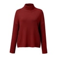 thumbnail image 3 of BKQCNKM Womens Sweaters Sweaters For Women Loose Long Sleeve Pull On High Neck Solid Color Women'S Cardigans Warm Pullover Sweater (Women) Wine S, 3 of 6