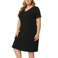thumbnail image 4 of Unique Bargains Women's Plus Size Nightgown V Neck Pajama Sleepwear Dress, 4 of 6