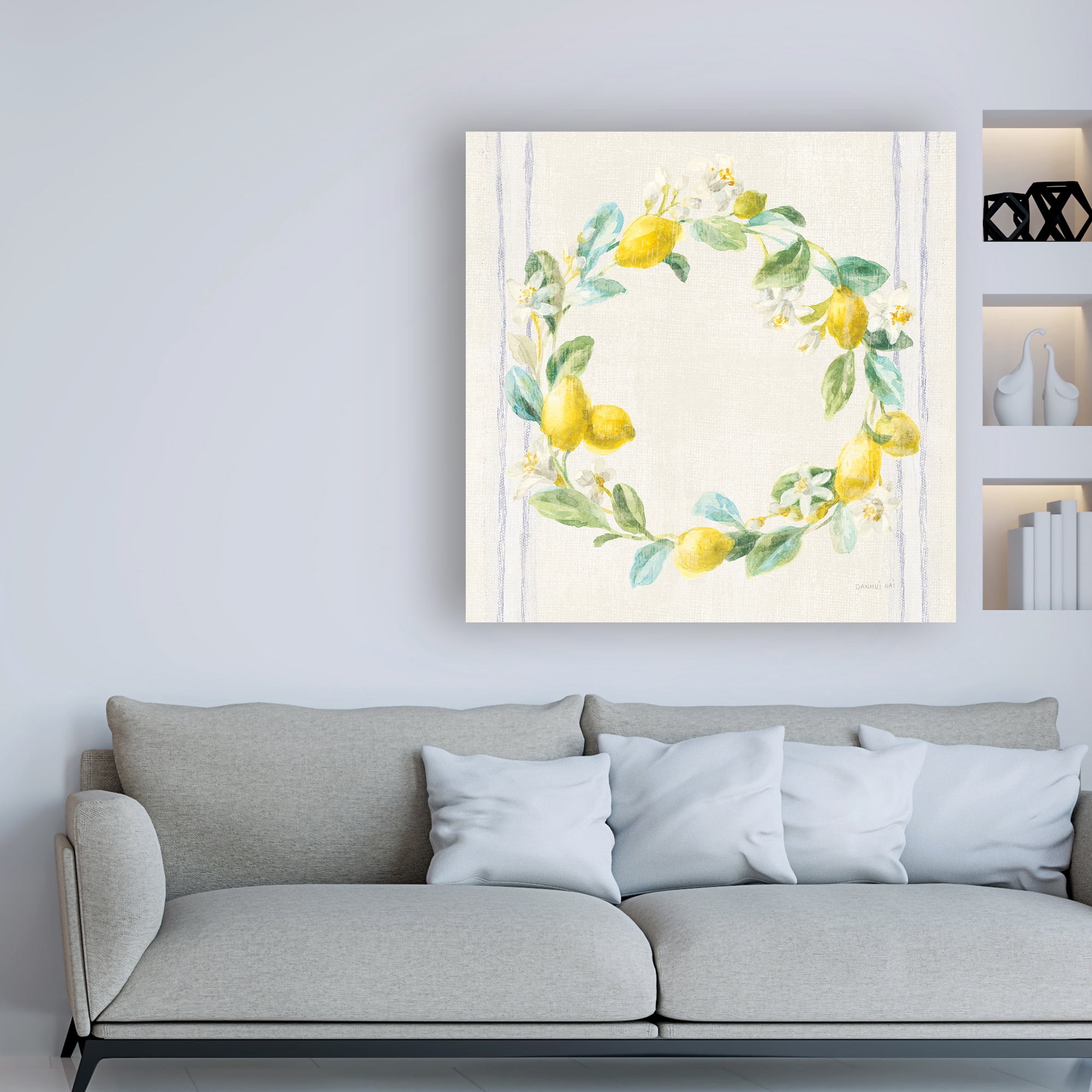 Trademark Fine Art Cuisine Canvas Art ' Flour sack Lemons V Navy ' by Danhui Nai