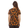 thumbnail image 3 of DreamCrest Women's Scrub Tops Holiday Scrubs Nursing Scrubs (Halloween Pumpkins, Medium, Regular), 3 of 3