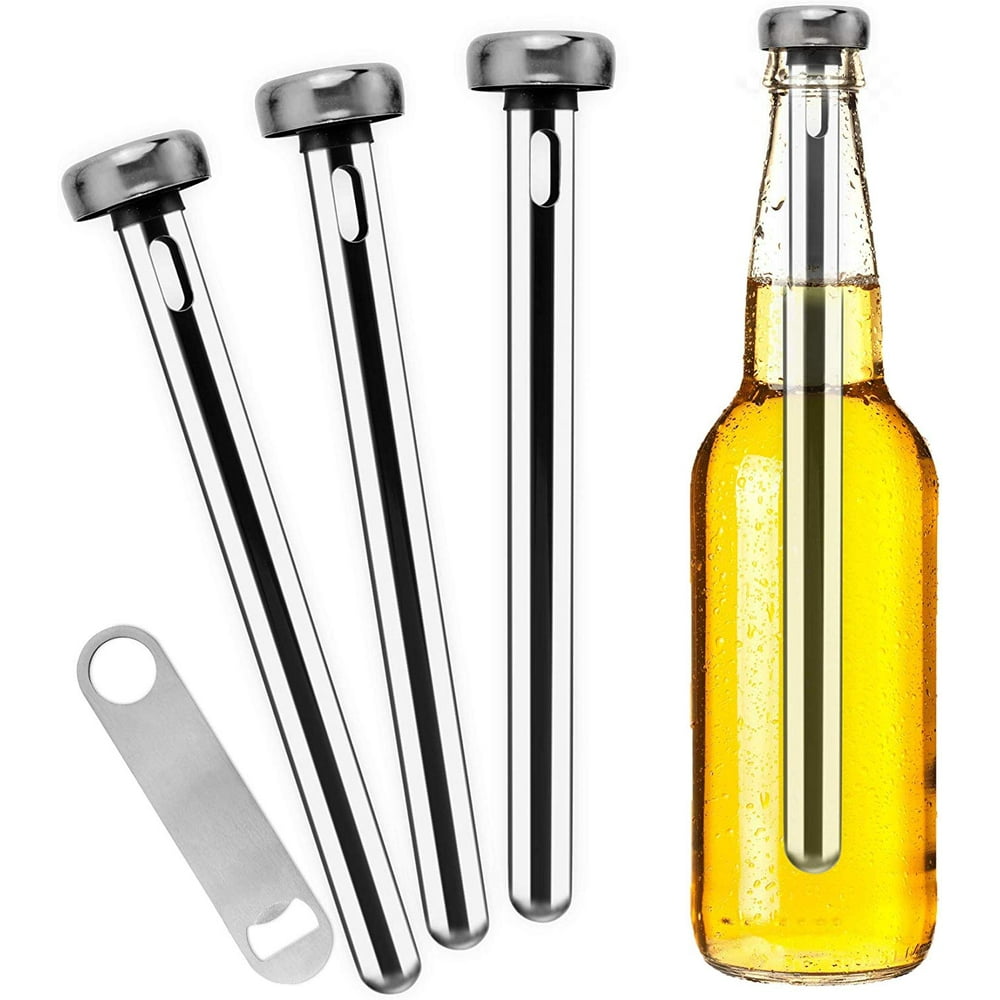 Stainless Steel Beer Chiller Sticks (Set of 3) & Bottle Opener