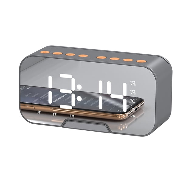 Reloj despertador Reloj digital LED Manos libres compatible con Bluetooth Alarma con pantalla LED Suministros para el hogar, Gris tholdsy EL001111-02B