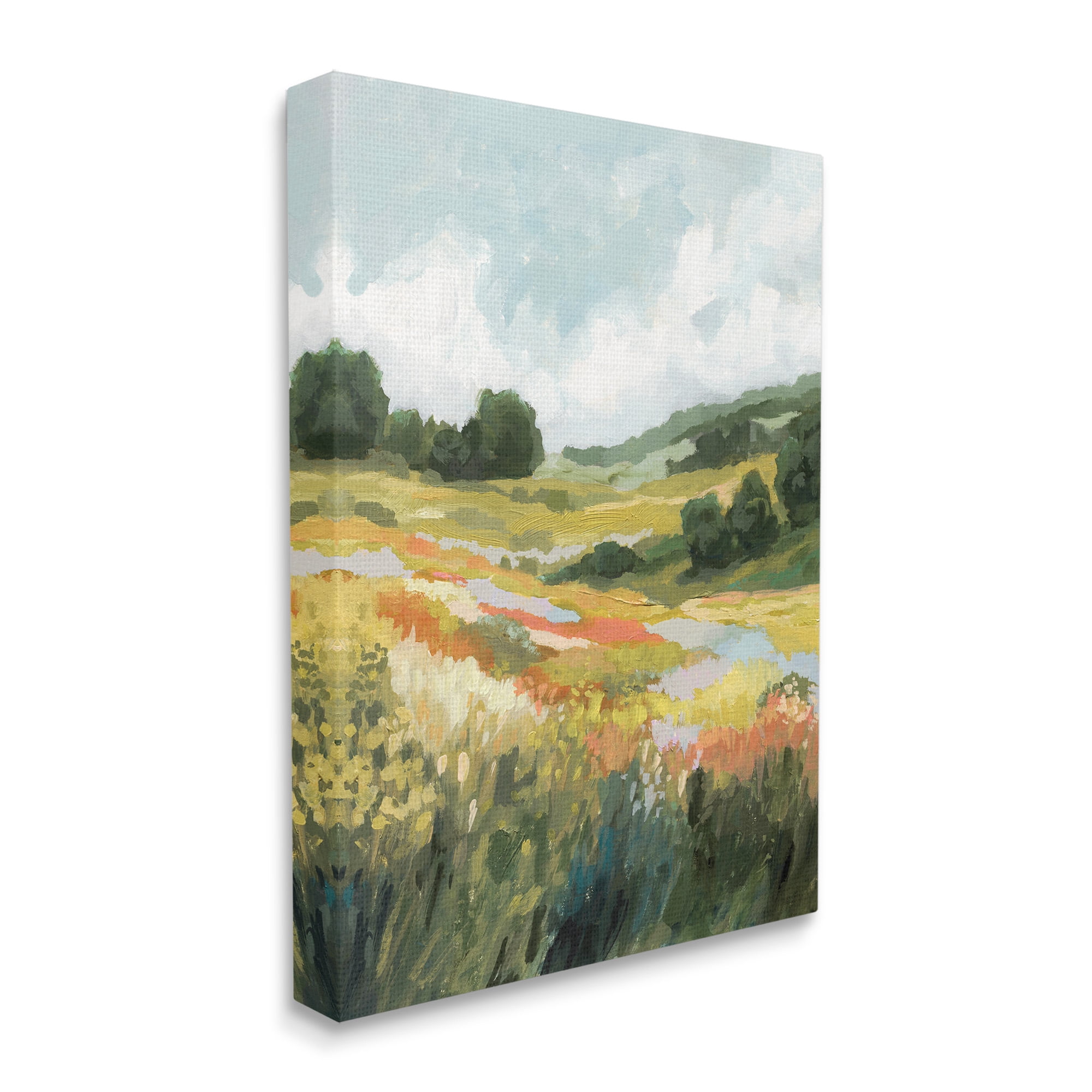 Stupell Industries Meadow with Distant Hills Landscape Painting Gallery Wrapped Canvas Art Print Wall Art, 30 x 40
