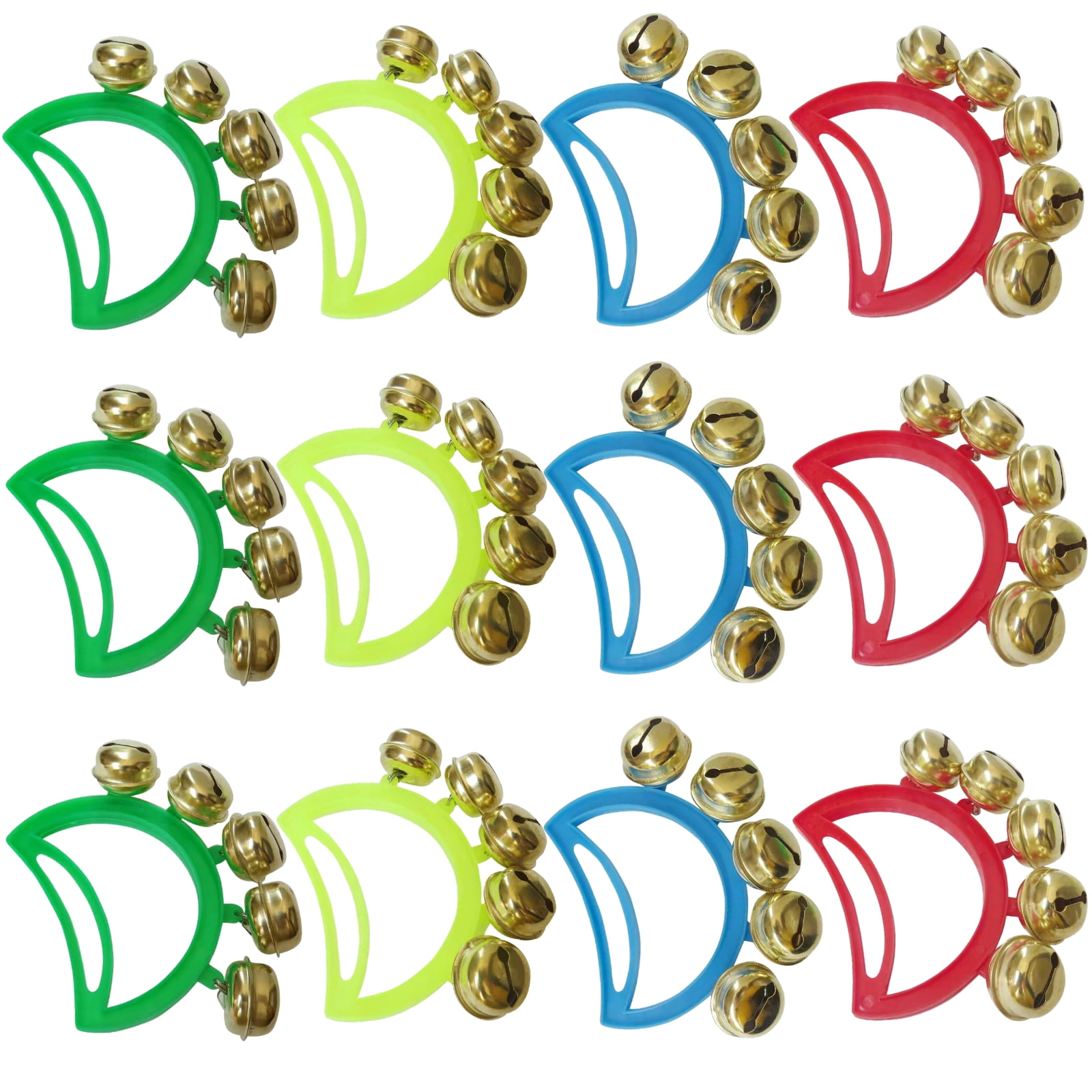 32 Pcs Hand Bells, Orff Musical Instruments, Jingle Bells, 4 Colors, Tambourine Noise Makers for Little Ones and Adults, Ideal for Parties, Celebrations, and Music Classes