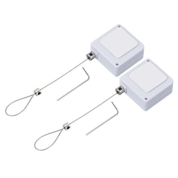 Uxcell 2 Pcs Square Retractable Remote Control Tether Pause 3.3 Ft WhiteLock Buckles