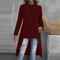 thumbnail image 2 of Edvintorg Women Jacket Full Zip Hooded Long Split Coat Lightweight Long Sleeve Casual Tunic Outerwear with Pocket Womens Clothing Wine S, 2 of 8
