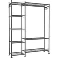 thumbnail image 6 of Sakugi Closet Organizers and Storage. Free Standing Clothes Rack with 6 Hooks, Leveling Feet & Wall Anchor, Wardrobe Closet for Bedroom or Laundry Room, 48.8" x 12.6" x 61.0", Black, 6 of 10