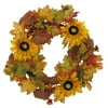 Better Homes and Gardens Traditional Sunflower Wreath on Twig Base, Yellow, 18"