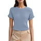 thumbnail image 1 of Camiseta informal y elegante de manga corta con cuello redondo y ribete de encaje para mujer, ideal para primavera-verano., 1 of 4