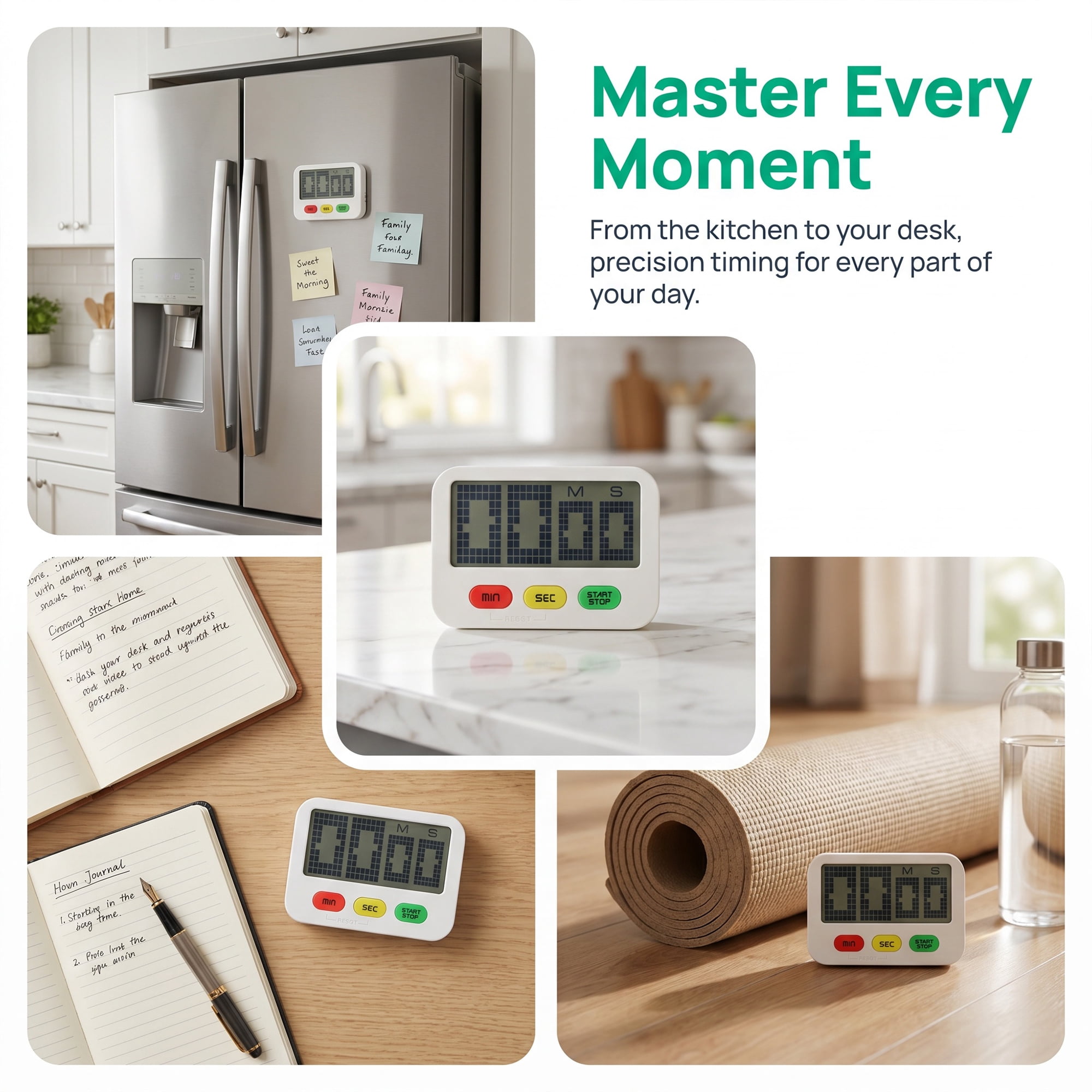 Unique Bargains Kitchen Timer with Loud Alarm and Magnetic Backing for Cooking White B