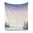 thumbnail image 1 of Winter Soft Flannel Fleece Blanket, Snowfall in the Forest Pine Trees Northern Hemisphere December Frozen Temperatures, Cozy Plush for Indoor and Outdoor Use, 60" x 80", Multicolor, by Ambesonne, 1 of 6