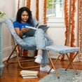 thumbnail image 6 of Emma + Oliver Oversized Faux Fur Folding Saucer Chair with Ottoman for Dorm, Bedroom, Dusty Aqua Faux Fur/Soft Gold Frame, 6 of 13