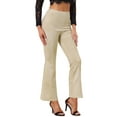 thumbnail image 4 of Pantalones Flare Sólidos de Mujer INSPIRE CHIC con Cremallera Lateral Oculta de Suede Sintético Talla XL Beige, 4 of 6