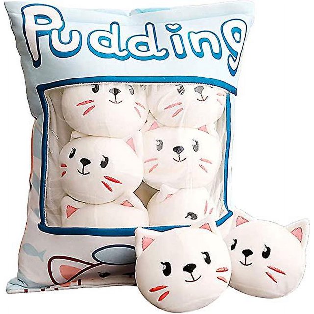 Lindo snack almohada animales de peluche juguetes 35 * 45 cm extraíble pudín decorativo gatito gato muñecas juguetes creativos regalos para niñas adolescentes niños Rojo Verde Cocina, Decoración y Otros