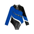 thumbnail image 4 of TiaoBug Kids Girls Long Sleeve Gymnastics Leotard Shiny Rhinestone Athletic Dance Unitard Jumpsuit Ballerina Bodysuit Tops Royal Blue 16, 4 of 6