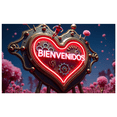 thumbnail image 3 of Heart Shaped Neon Banner with Steampunk Elements and Welcome Message in Spanish Party Decorations Backdrop Photography Props Event Decors Gatherings Celebrations, 3 of 4