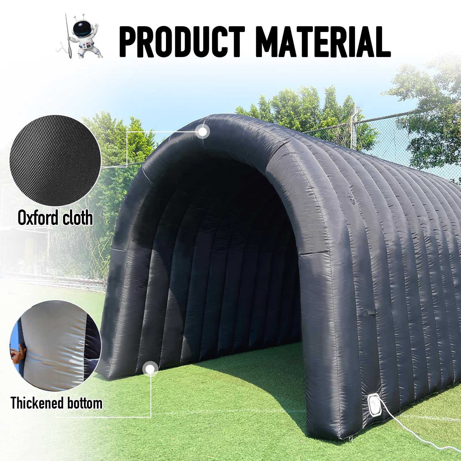 Inflatable Sports Tunnel Arch with Blower 16x10x10ft Black Event Entrance for Exhibitions Shops Schools & Supermarkets