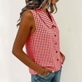 thumbnail image 4 of GigrtiJin Tank Tops for Womens Trendy Plaid Button Down Shirts Solid Color Casual Going Out Sleeveless Collared Tank Tops, 4 of 5