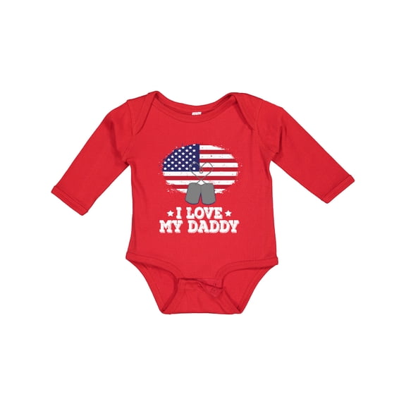 Inktastic I Love My Daddy Military Son Daughter Boys or Girls Long Sleeve Baby Bodysuit