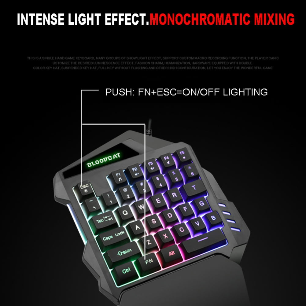  One Handed Gaming Keyboard RGB Backlit, 35 Keys Portable Mini  Gaming Keypad Ergonomic Professional Keyboard, Single Hand Mechanical Gaming  Keyboard with Wrist Rest Support for LOL/PUBG/MOBA/MMO/FPS : Video Games