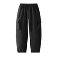 thumbnail image 7 of Savings Up to 50% off 7-14 Years Children's Fashion Solid Color Loose Drawstring Pocket Ankle Work Pants Long Pants Black 8-10 Years, 7 of 7