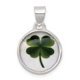 thumbnail image 4 of 925 Sterling Silver 4 Leaf Clover Clear Enamel Pendant, 4 of 5
