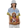 thumbnail image 4 of Vintage Basset Hound Says Hello Mother's Day Summer Sunflower Field Hawaiian Shirt Breathable Summer Unisex Merch Bassets Dog Breed Lovers Gifts Idea - 12005, 4 of 6