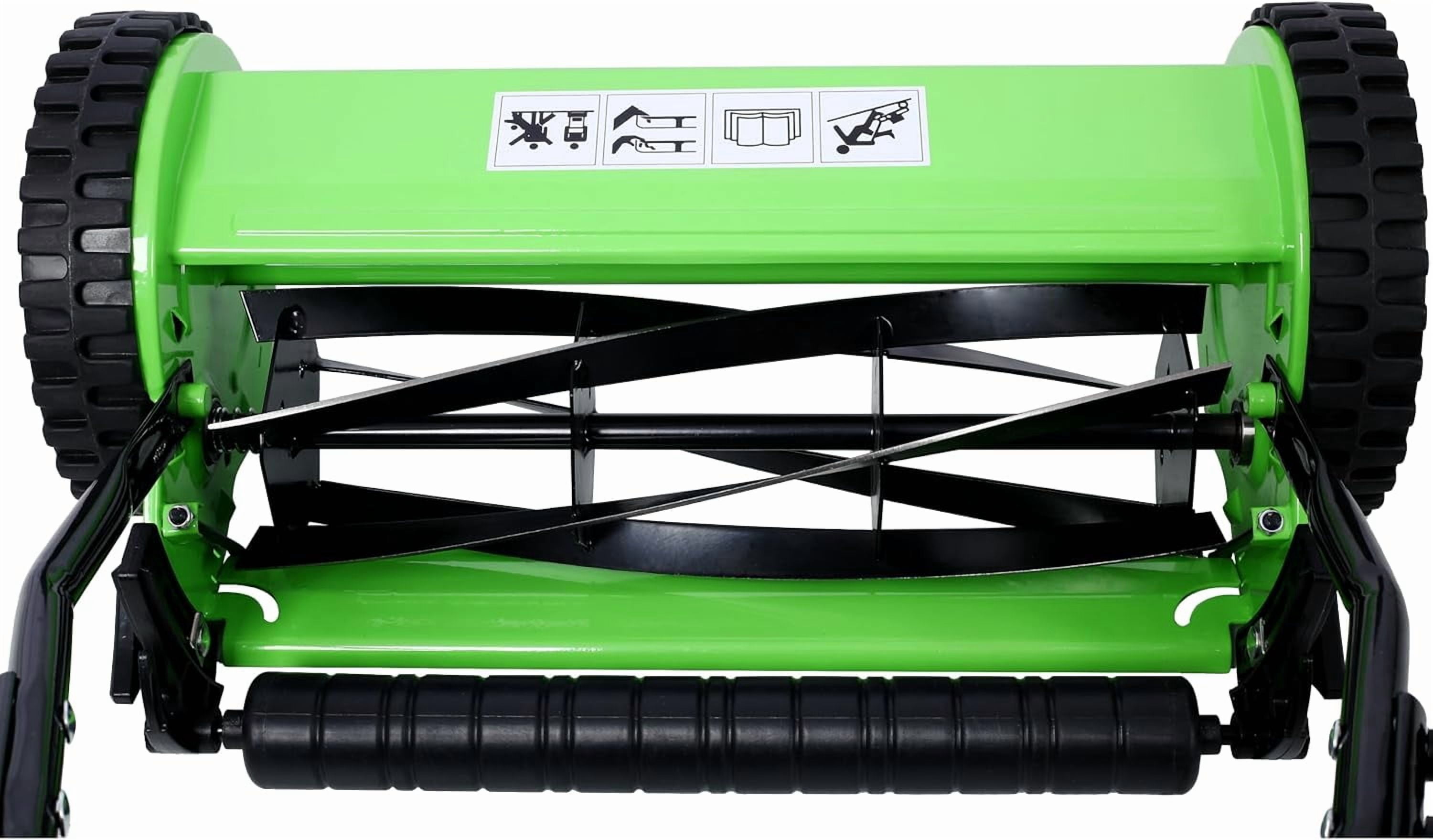 Acekid 16-Inch 5-Blade Push Reel Lawn Mower, 0.6"-1.8" Adjustable Cutting Height, Manual Grass Cutter with Catcher, Green