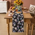 thumbnail image 2 of Country Flowers Table Runner 70 Inches, Botanical Purple Blue Floral Black Bed Runner Dresser Scarves Tabletop for Indoor Outdoor Parties/Ceremony/Banquet, 13" x 70", 2 of 8