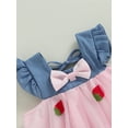 thumbnail image 5 of Cenuakty Baby Girls Summer Dress, Fly Sleeve Square Neck Strawberry Embroidery Tulle Dress Infant Outfit, 5 of 9