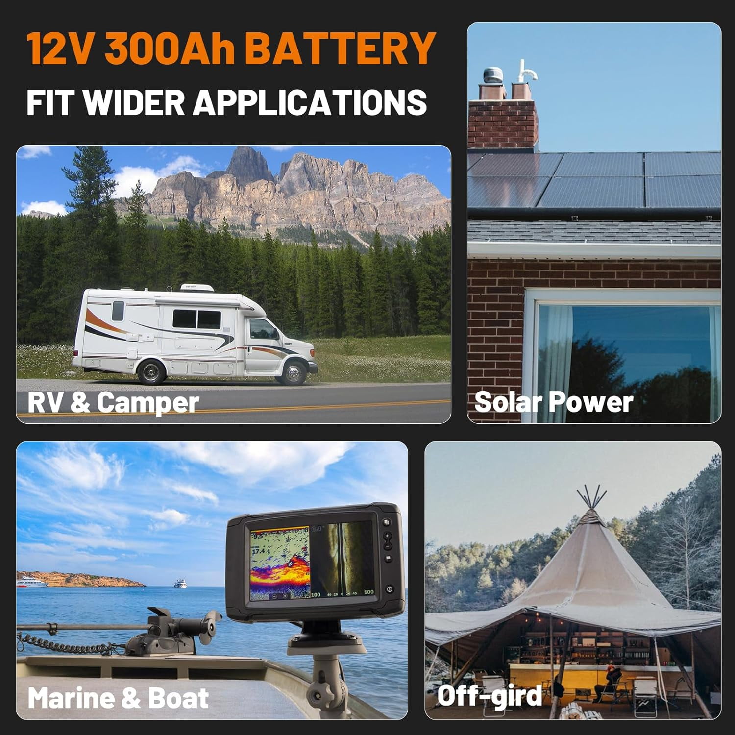 12V 300Ah LiFePO4 Battery, Built-in 200A BMS, 15000 Deep Cycles, 3840Wh, Low Temp Protection Lithium Iron Phosphate Battery for Home Energy, RV, Trolling Motor, Marine, Solar, Off-Grid