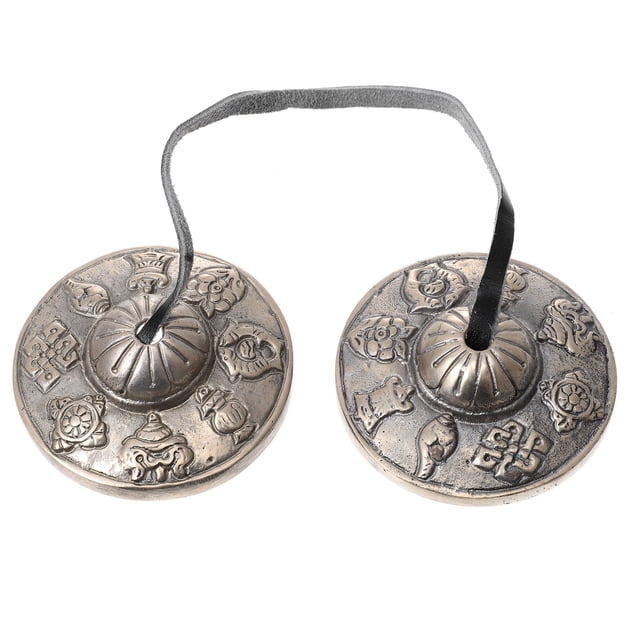 Campana de platillo de latón del budismo tibetano, campana de meditación de yoga, pequeño instrumento de percusión