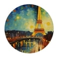 thumbnail image 2 of Awypu  Round Fitted Tablecloth Art Oil Painting Eiffel Tower Table Cloth with Elastic Edged Waterproof Wipeable Round Table Cover for Patio Parties Outdoor Decor White, 2 of 7