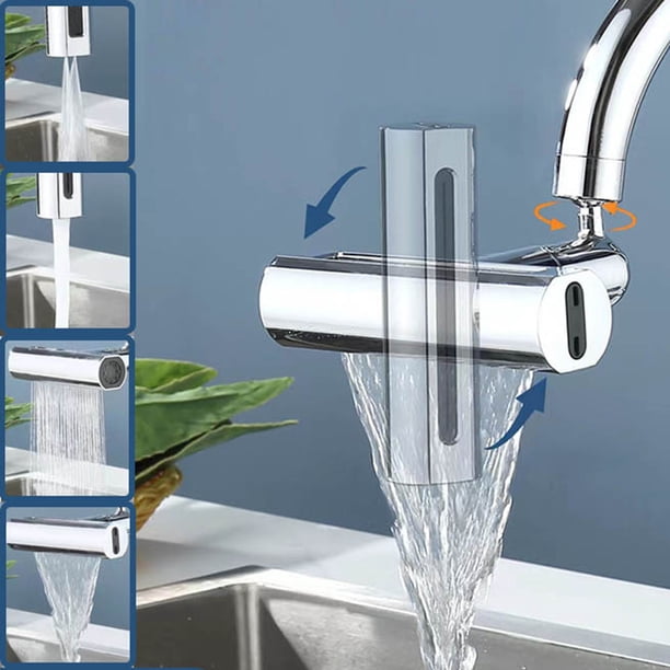 Grifo de Cocina Universal con Burbujeador Giratorio | Boquilla de Agua a Presión | Cabezal Rociador Duradero de Latón y Plástico | Accesorio Flexible Extraíble para Fregadero de Cocina, Ideal para Li