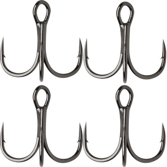 VMC Hybrid Treble Short Fishing Hook 4-Pack - 3 - Black Nickel
