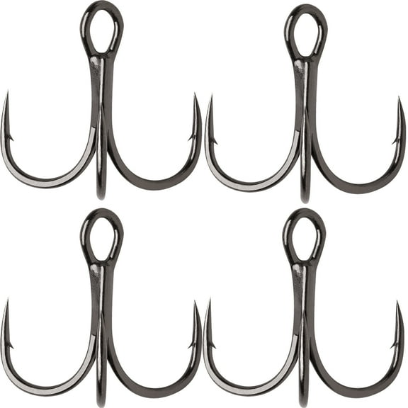 VMC Hybrid Treble Short Fishing Hook 4-Pack - 1 - Black Nickel