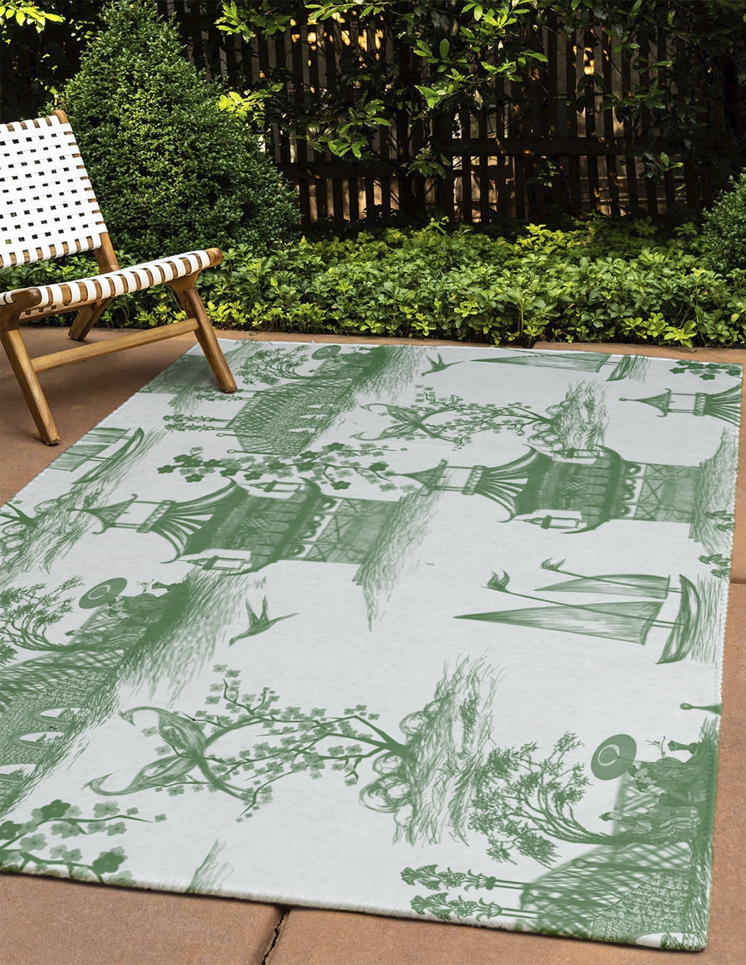 4' x 6' Simply Daisy China Old Oriental Chenille Area Rug, Green